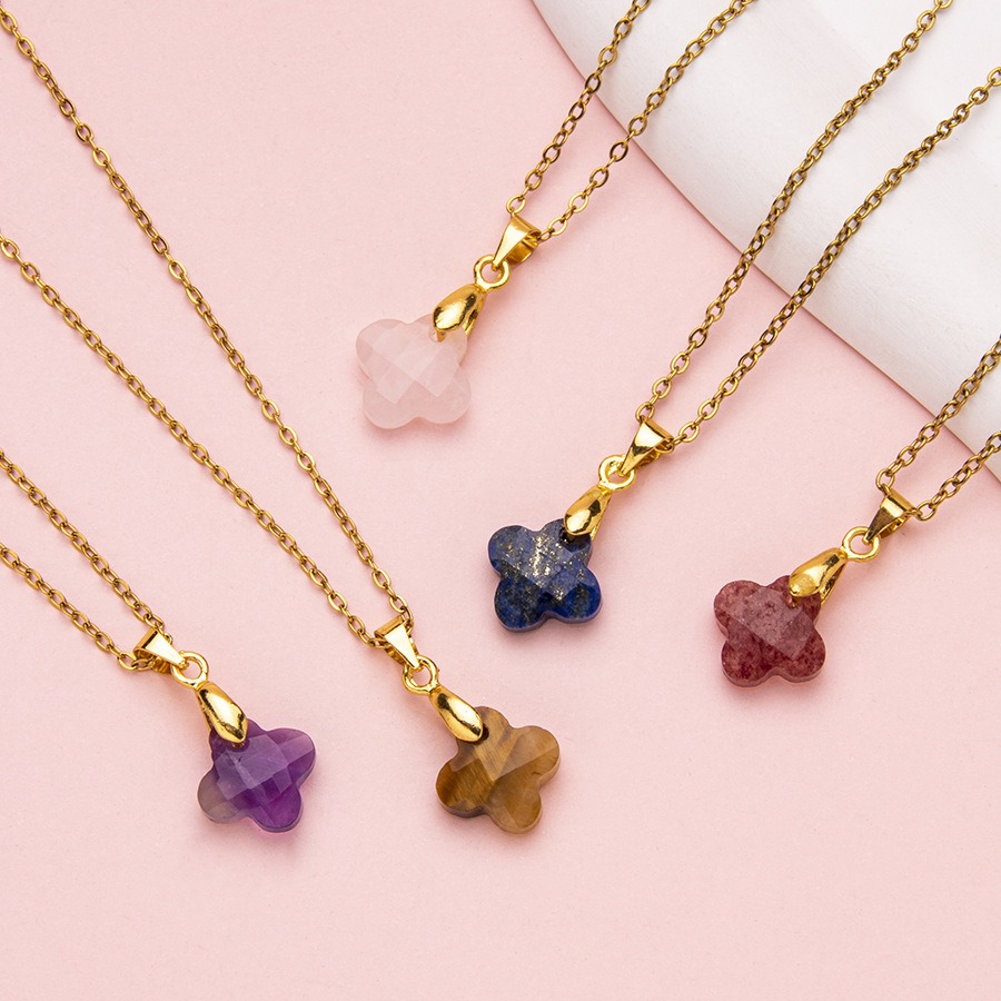 Red Clover Flower - Collane con ciondolo con ciondolo a